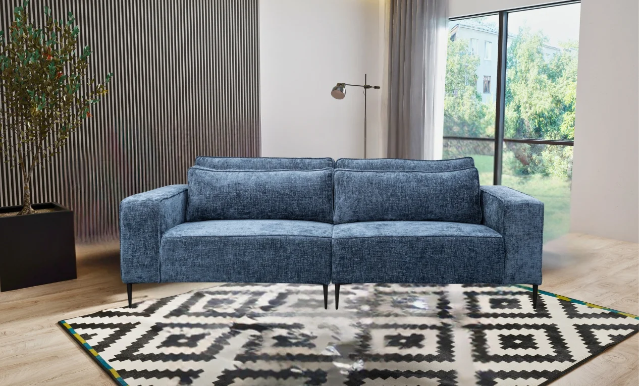 Teddy Linen Blue 3 Seater